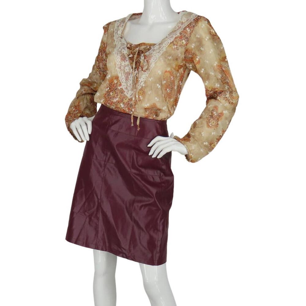 Vintage F.S Fred Sun Shoper PVC Faux Leather Burgundy Made France Y2K Mini Skirt